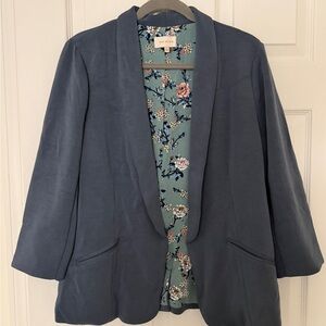 Skies Are Blue Slate Blazer with Floral Interior